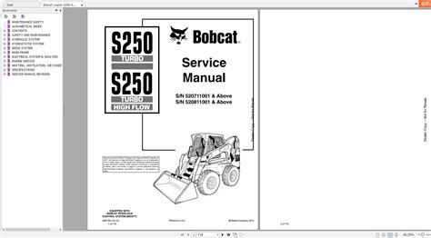 bobcat s250 skid steer loader service manual|bobcat s250 specifications.